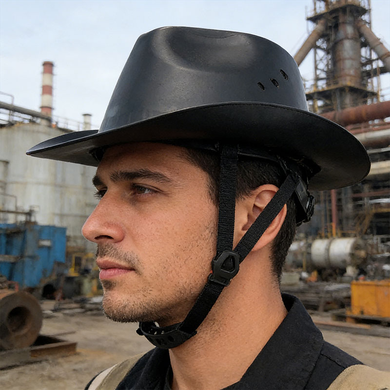 Full-Brim Cowboy Hard Hat with Goggles, ANSI-Certified Safety Helmet for Outdoor. - Image 3