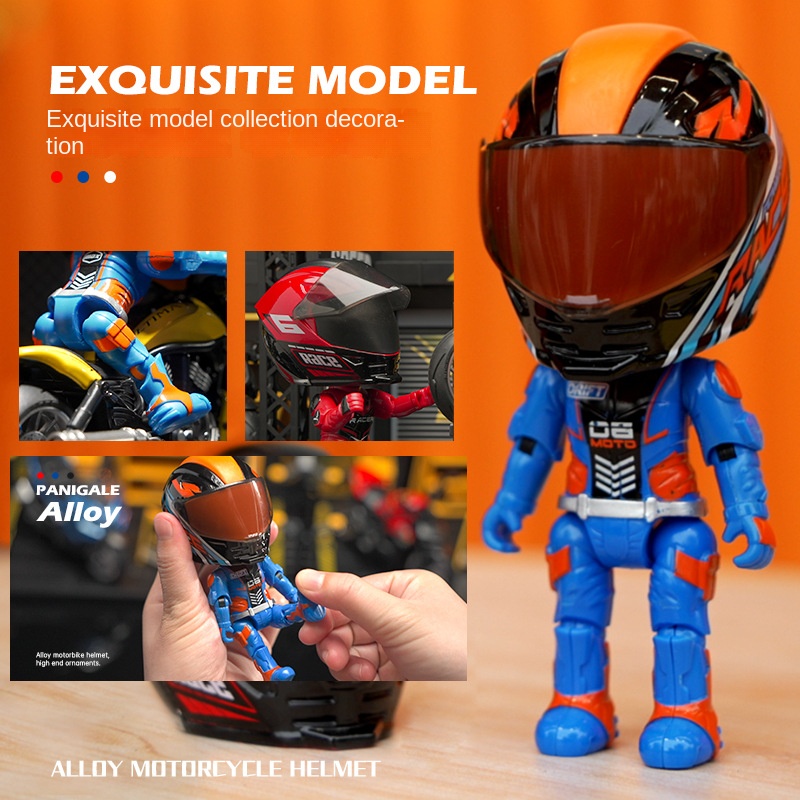 Simulation motorcycle rider alloy deformed doll helmet figurine figurine - Image 4