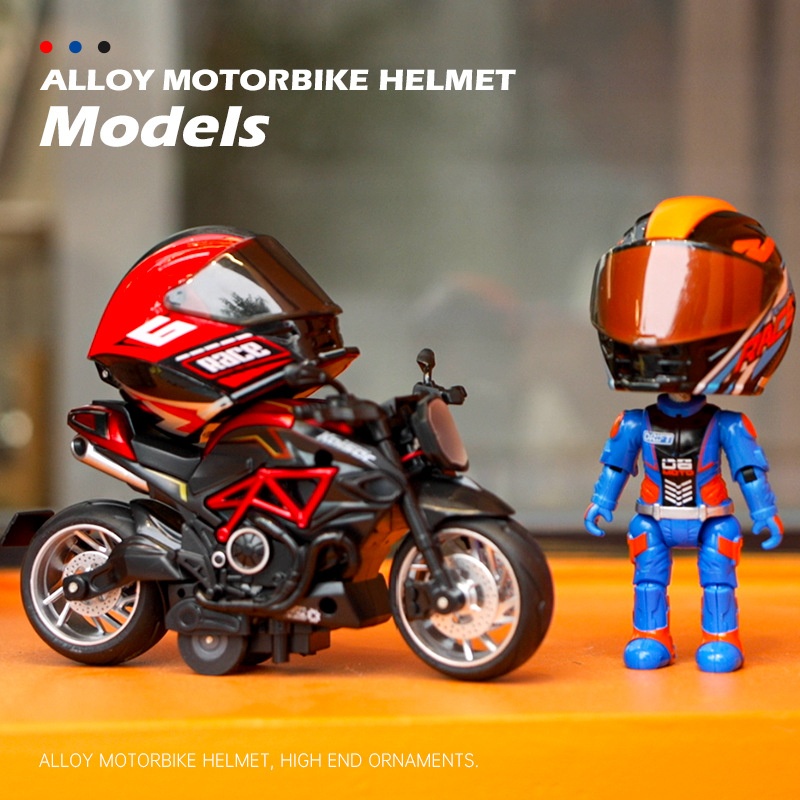 Simulation motorcycle rider alloy deformed doll helmet figurine figurine - Image 2