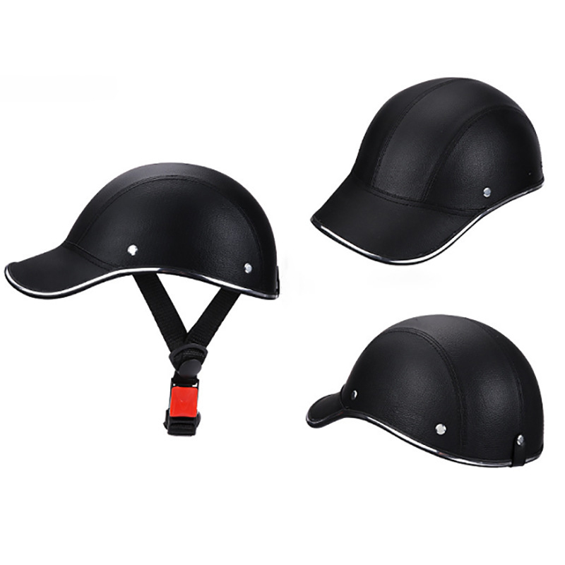 Motorcycle Helmet Summer Half Helmet Electric Car Leather Hat Men's and Women's Personality Baseball Leather Helmet - Image 4