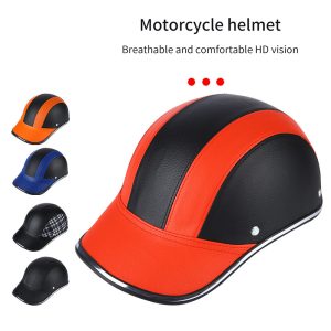 574139224 Motorcycle Helmet Summer Half Helmet Electric Car Leather Hat Men's and Women's Personality Baseball Leather Helmet