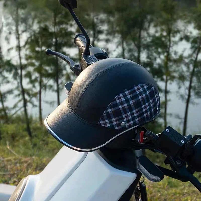 Motorcycle Helmet Summer Half Helmet Electric Car Leather Hat Men's and Women's Personality Baseball Leather Helmet - Image 7