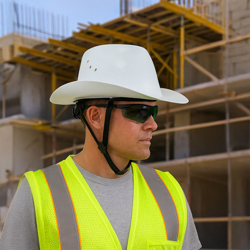 Full-Brim Cowboy Hard Hat with Goggles, ANSI-Certified Safety Helmet for Outdoor. - Image 4