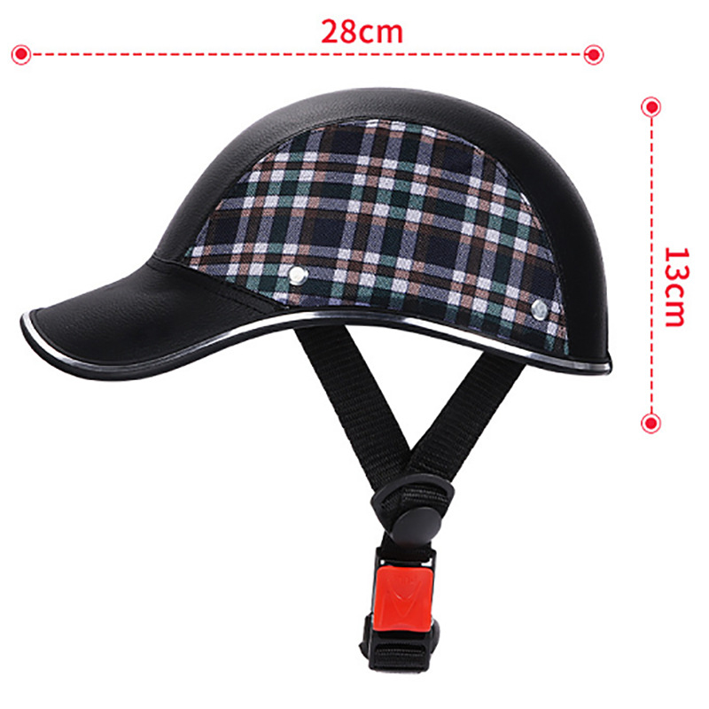 Motorcycle Helmet Summer Half Helmet Electric Car Leather Hat Men's and Women's Personality Baseball Leather Helmet - Image 3