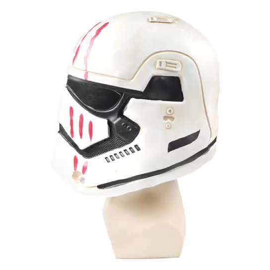Star Wars Latex Mandalorian Mask Helmet Black Soldier White Soldier Latex Helmet Stage Performance Prop Helmet - Image 3