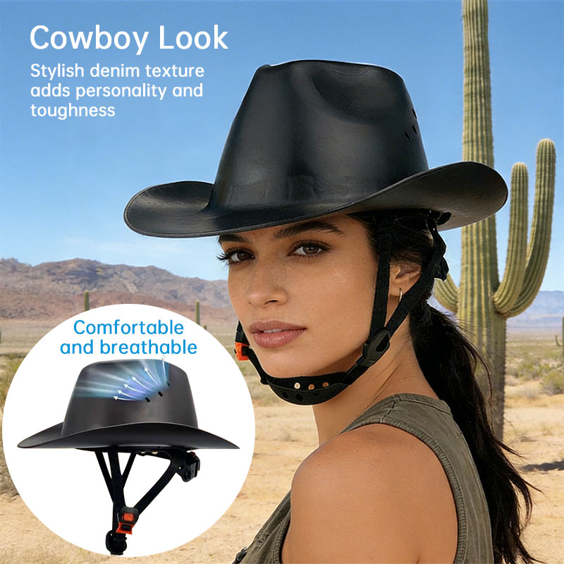 Full-Brim Cowboy Hard Hat with Goggles, ANSI-Certified Safety Helmet for Outdoor. - Image 8