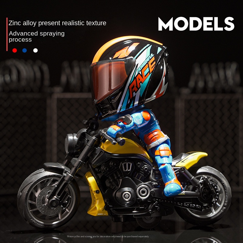 Simulation motorcycle rider alloy deformed doll helmet figurine figurine - Image 3