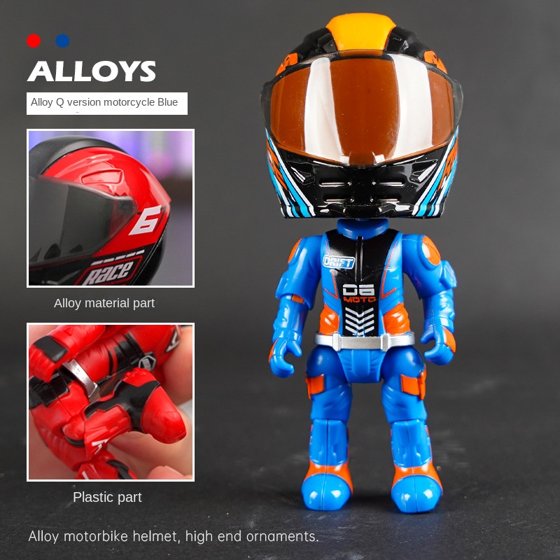 Simulation motorcycle rider alloy deformed doll helmet figurine figurine